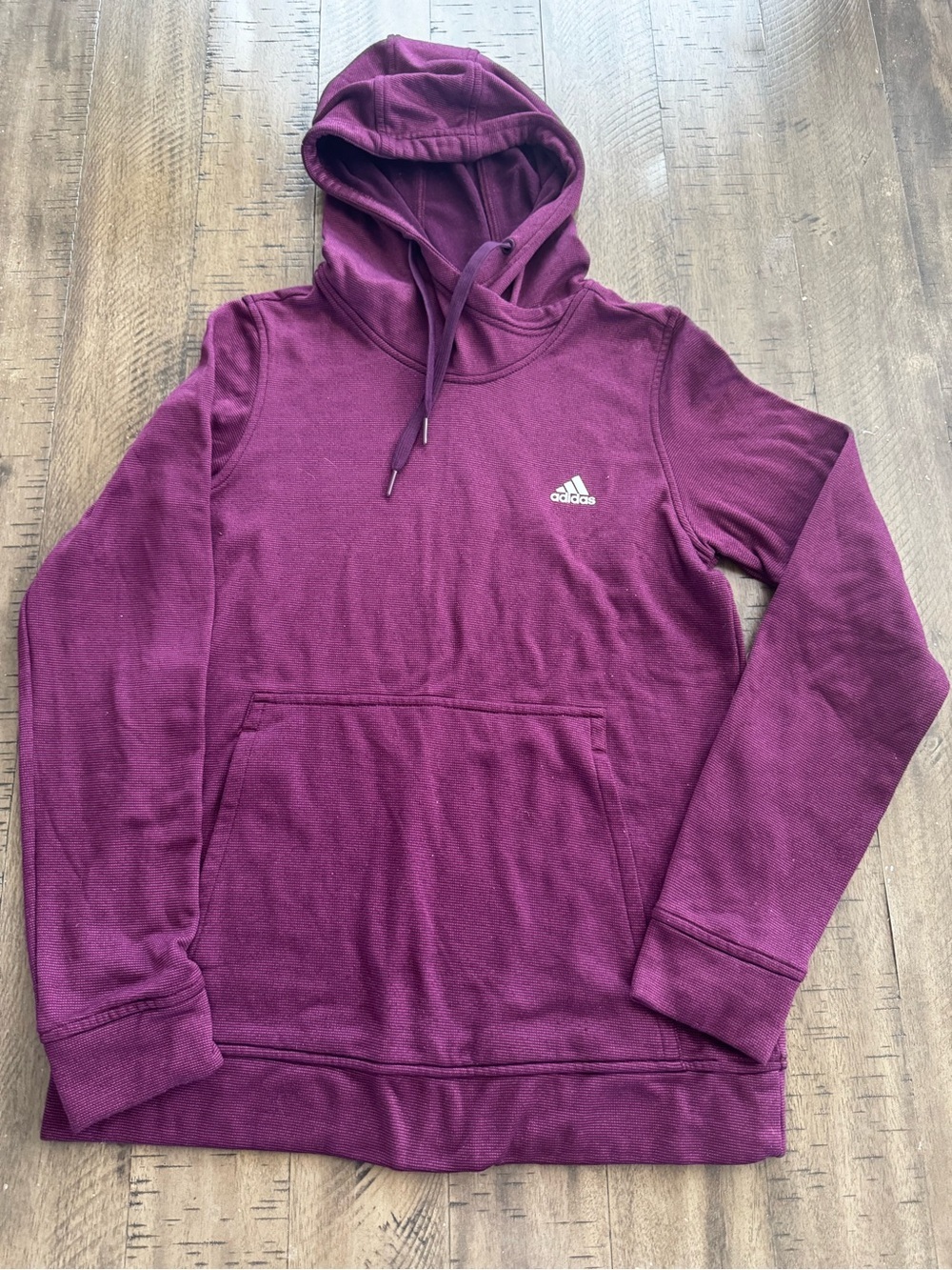 adidas Men's Burgundy Hooded Sweatshirt